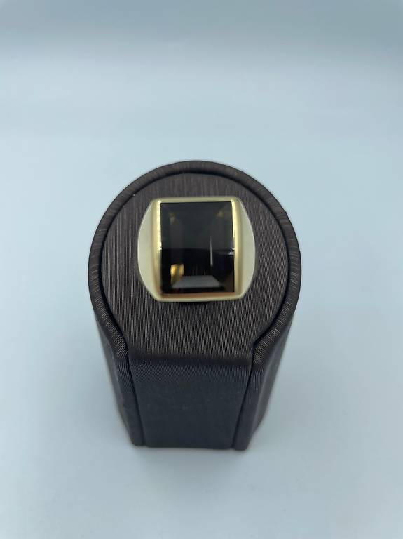 Herrenring Gold 750/18K 64nr Rauchquarz 15x12mm