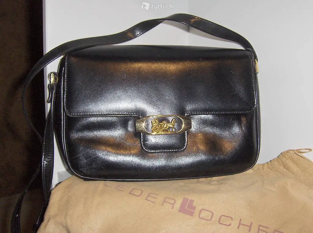 Elegante Damenhandtasche Leder schwarz (Leder Locher)