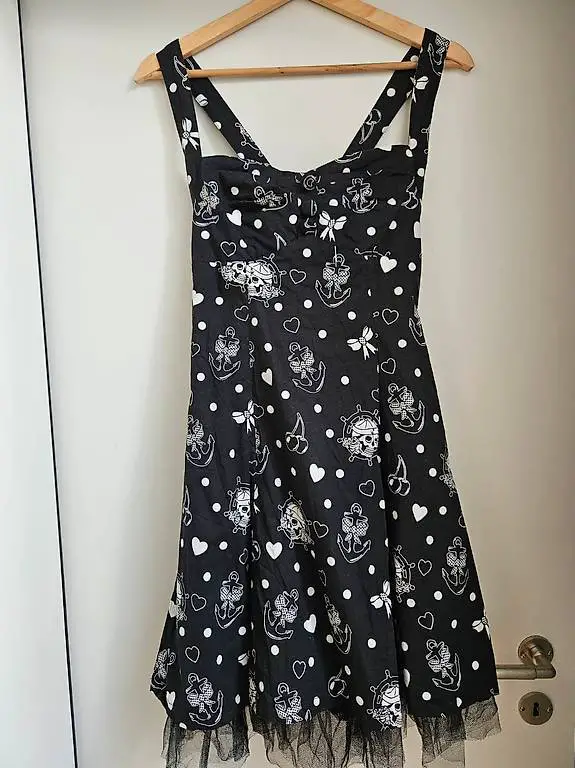 Wunderschönes Kleid "Rockabilly Stil", schwarz, Motiv, Gr. M