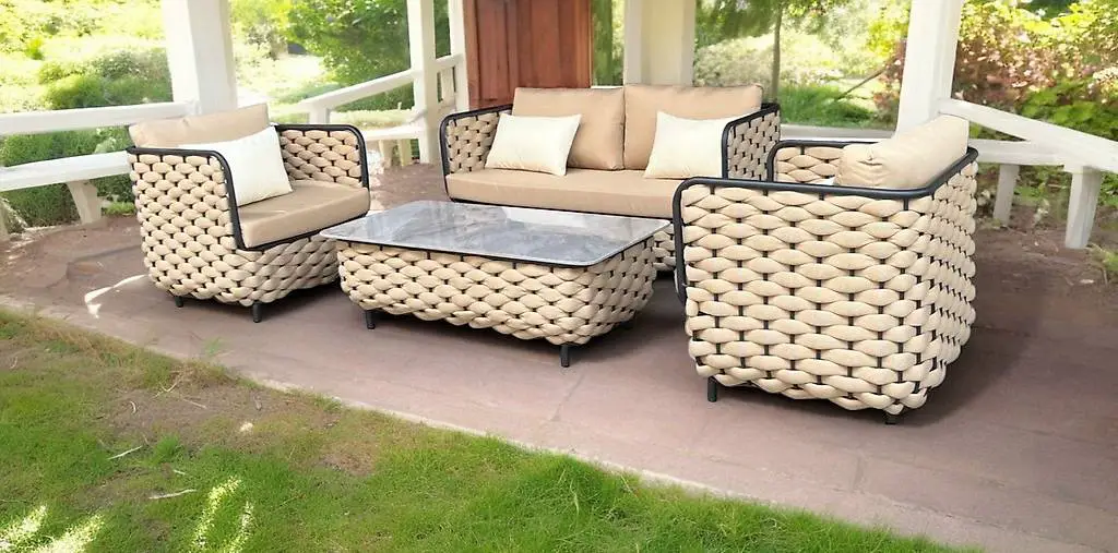 Gartenmöbel-Set Lounge Garnitur Polyrattan 4-teilig