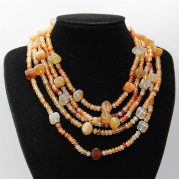 Halskette mit Achat und Perlen aus Silber 925