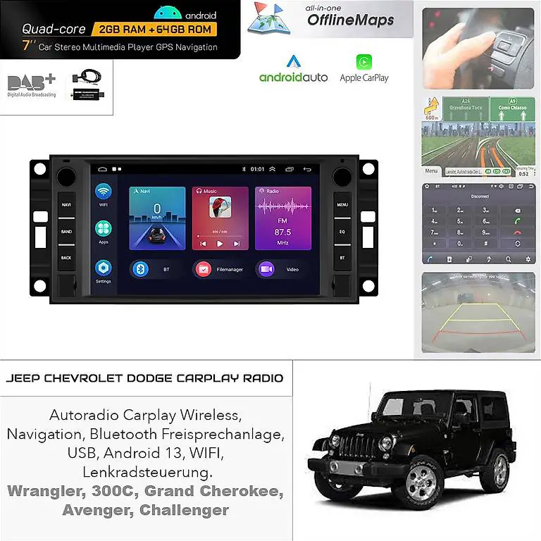 Jeep Wrangler Cherokee Patriot Chrysler Autoradio Carplay