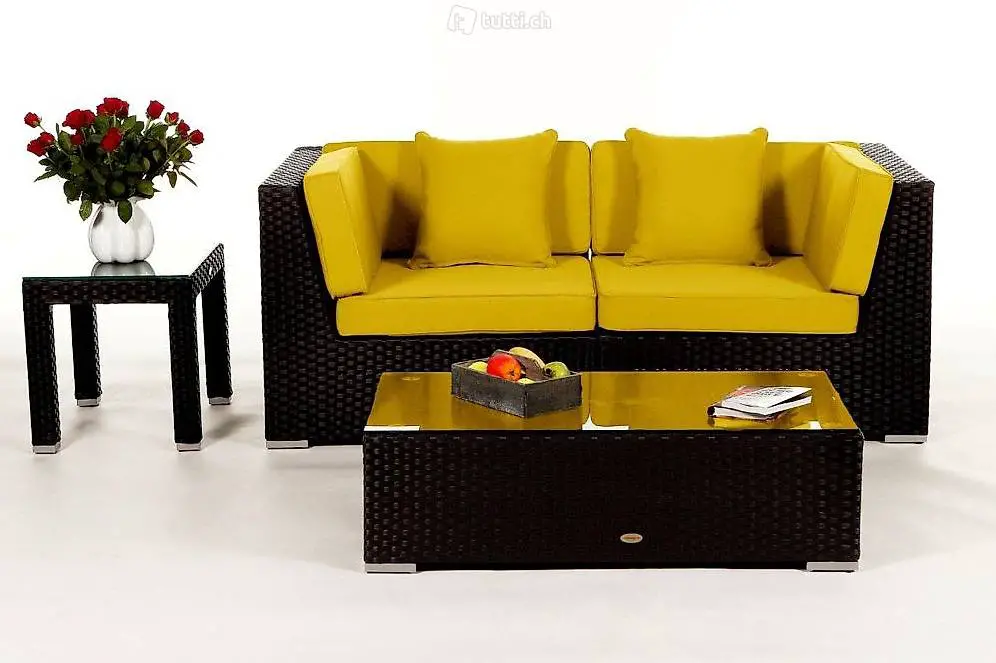  Rattan Gartenlounge Farbvariante gelb