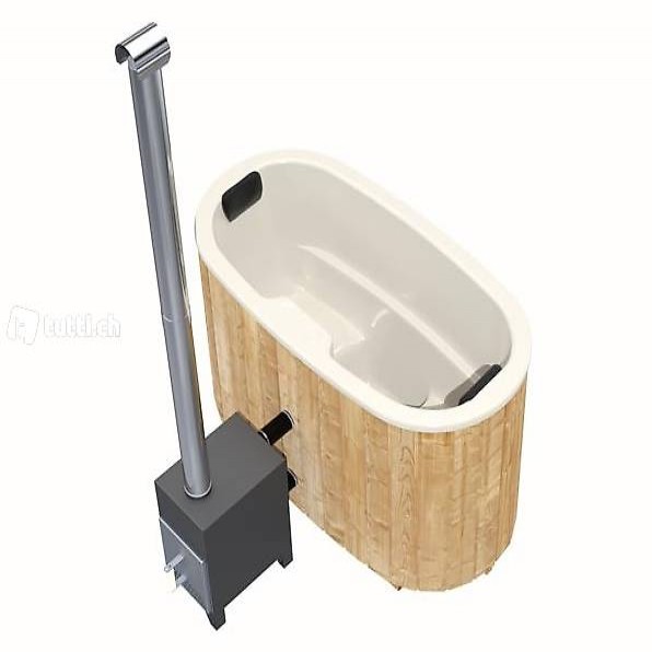  Badefass/Hotpot Oval für 2 Pers. 1,85×0.95m mit GFK Einsatz