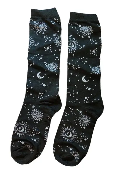 Socken Mond / Sterne black