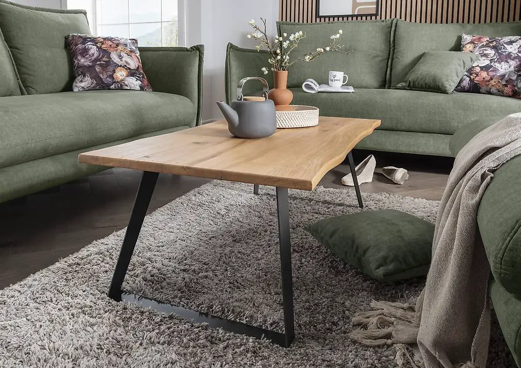 Salontisch CHARLIE Wildeiche massiv Baumkante 110 x 60 cm