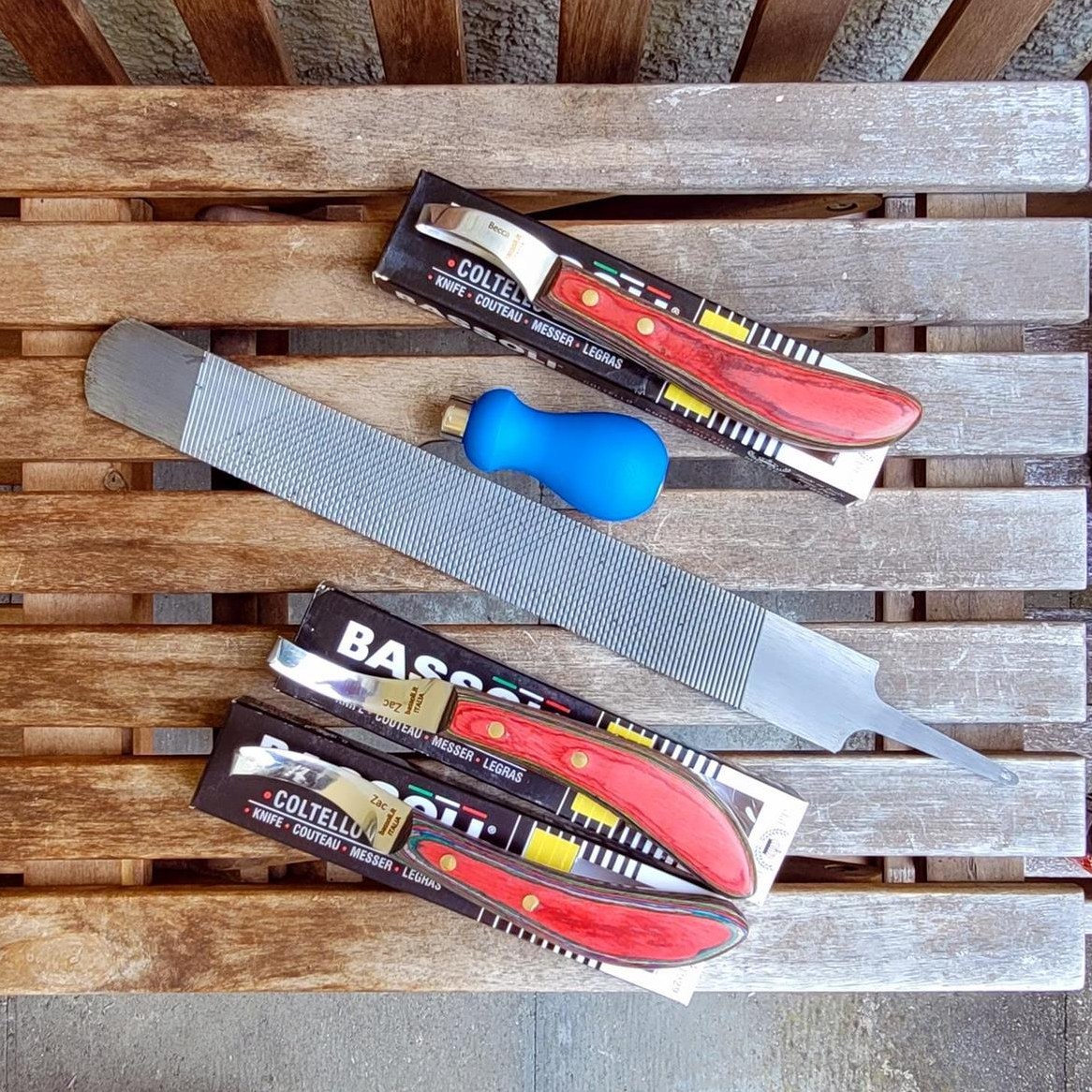 Tolles Hufbearbeitungsset Original Bassoli mit Hufraspel Farrier etc.