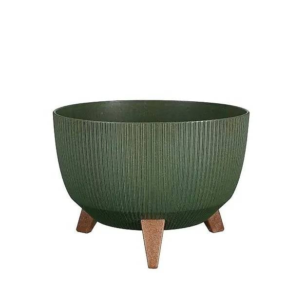 Pflanzschale mit Beinen "Doppio", grün - 33 x 18.5 cm