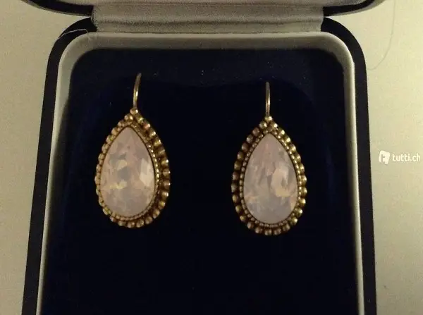 Glitzernde Ohrringe Schmuckstein wie Opal "Une Ligne"