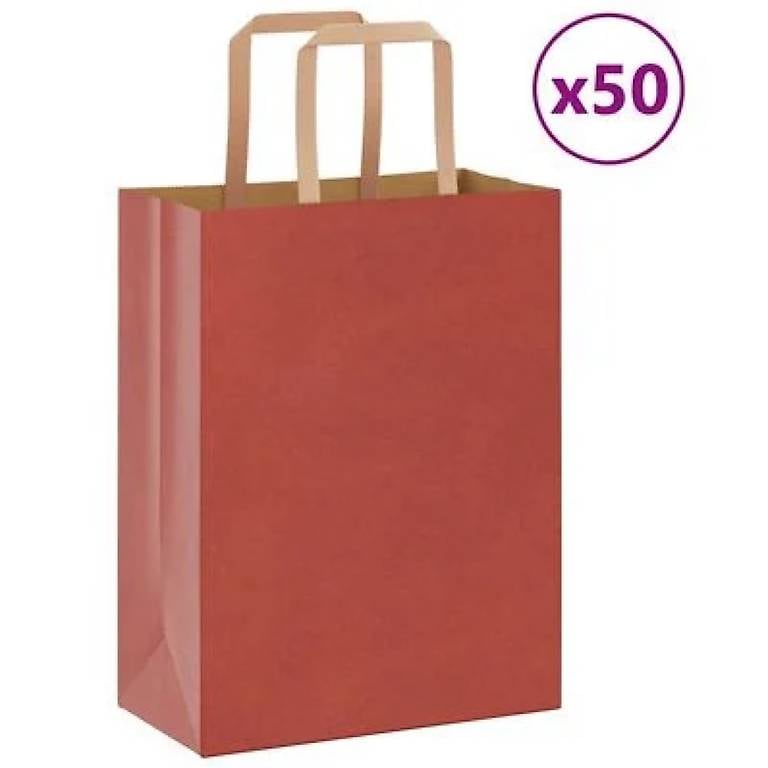 Papiertragetaschen 50 Stk. Rot 21x11x31 cm 28382