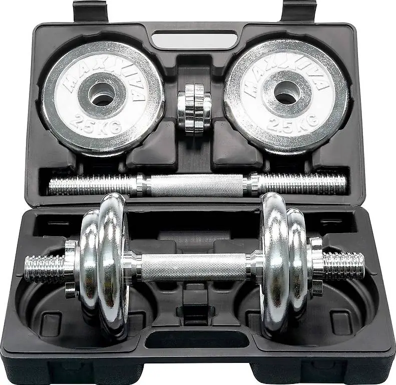 MAXXIVA Kurzhantel-Set Chrome 2x10 kg 8 Gewichtsscheiben Ste