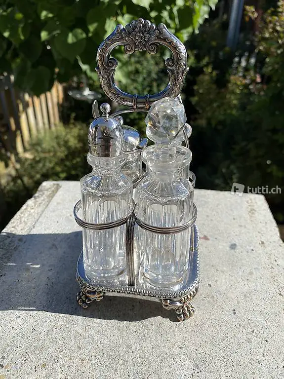 sehr dekorative Menage englisch versilbert Midcentury