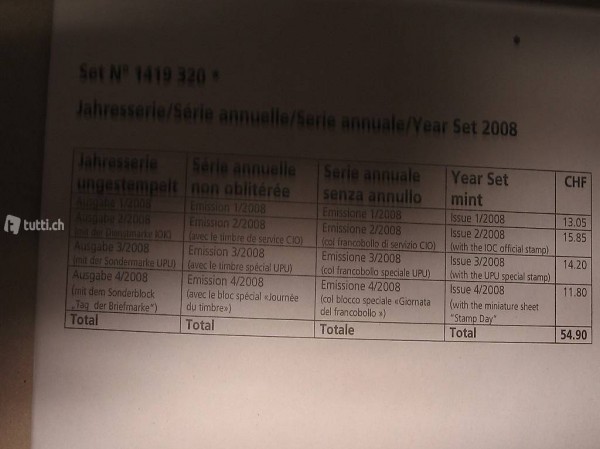 Briefmarken Jahresserie 2008