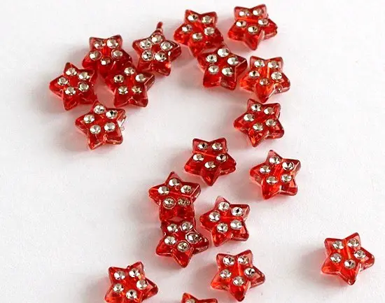 Streusterne rot mit Strasssteinen