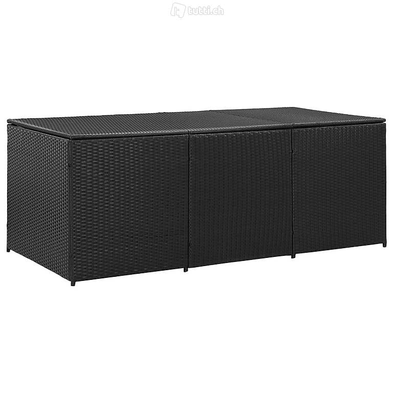  Gartenbox Poly Rattan 180x90x75 cm Schwarz