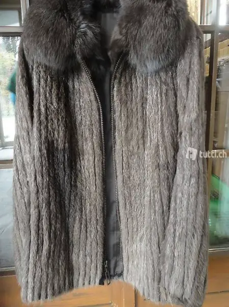  Waschbär Jacke, Kragen Kaninchen Hasenfell