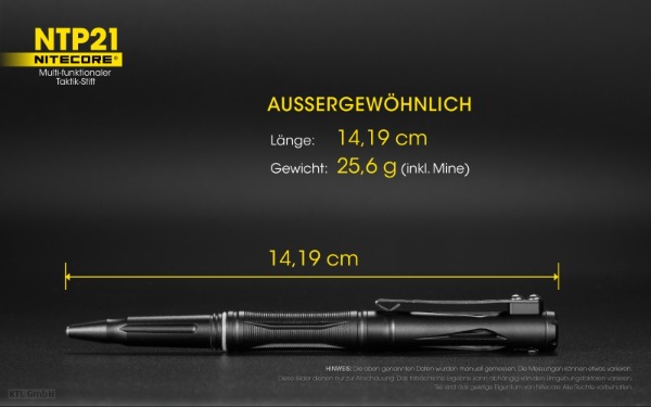 Tactical Pen NiteCore NTP21 aus Alu, Gratisversand