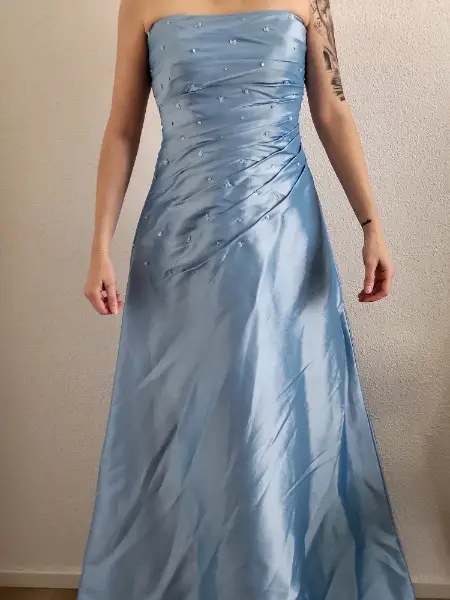 Chiffon Kleid Hellblau Gr. 38