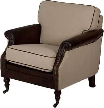 Clubsessel Vinlei Vintage-Leder Leinen Leinenstoff Sessel