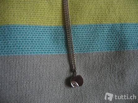 925 Silberkette m. Anhaenger Apfel + Safir