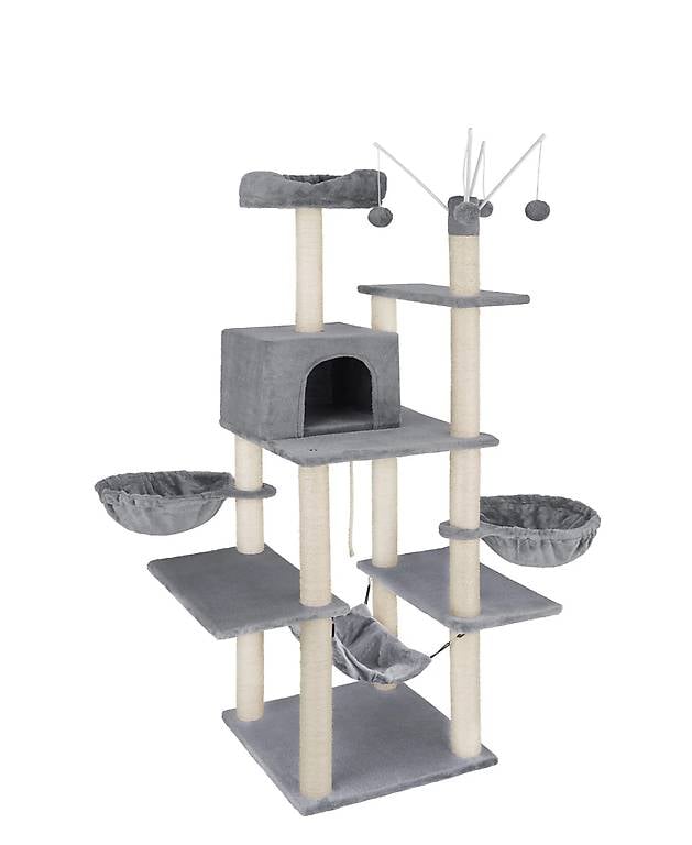 Kratzbaum Lilou grau 165 cm, Sisal, inklusive 4 Spielbällen