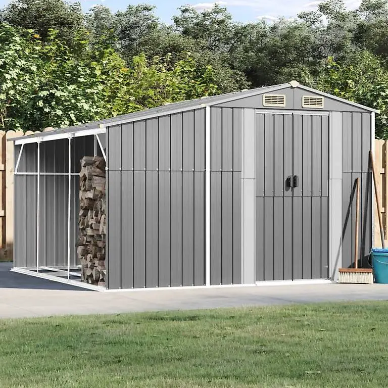 Gerätehaus Grau 277x279x179 cm Verzinkter Stahl