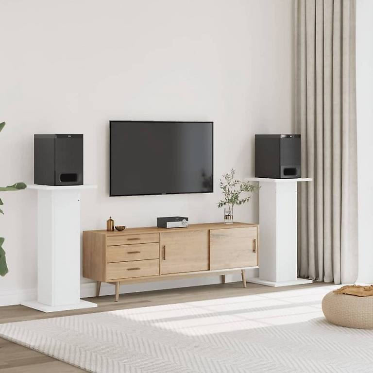 Lautsprecherständer 2 Stk. Weiss 30x30x95 cm Holzwerkst