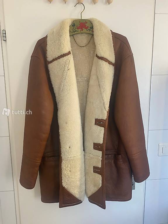 Ledermantel mit echtem Lammfell