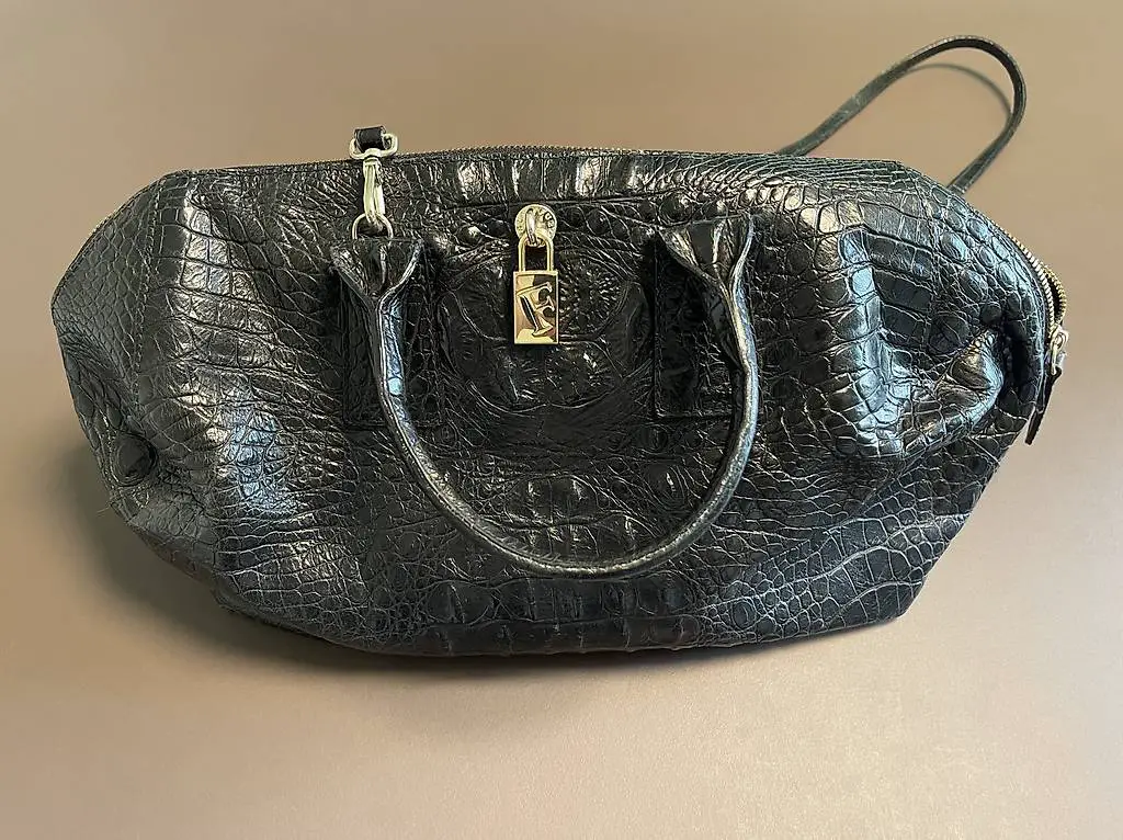 Originale Furla Handtasche - Echtleder - Crocodile / Schwarz