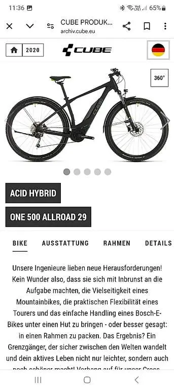 E-bike Cube Acid Hibrid mit Ladegerät zum verkaufen