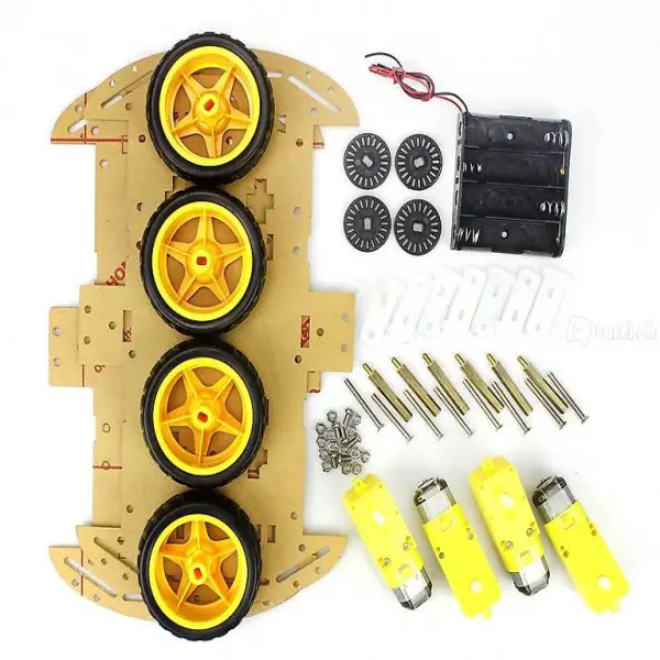  Roboter Chassis Kit mit 4 Motoren und Rädern 4WD Arduino