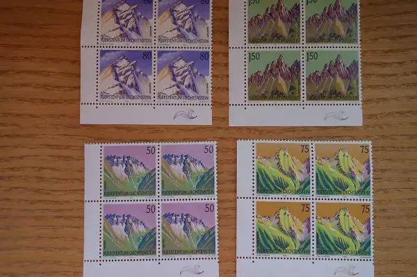 Briefmarken ungestempelt 4-er Blöcke, Set gestempelt 1989 FL