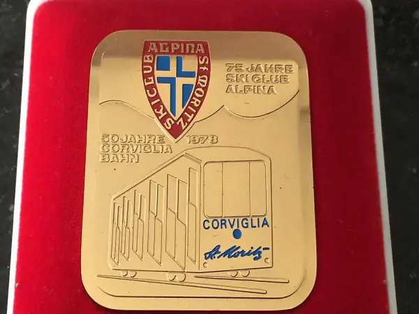 Erinnerungsmedaille gold 75 Jahre Ski Club Alpina St. Moritz