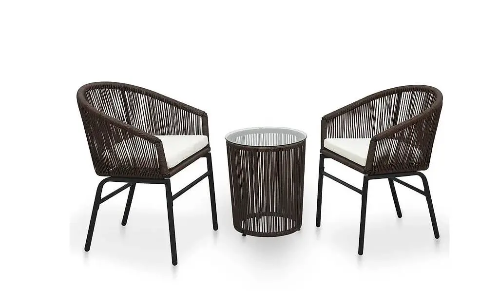 Bistro-Set mit Kissen PE-Rattan Braun