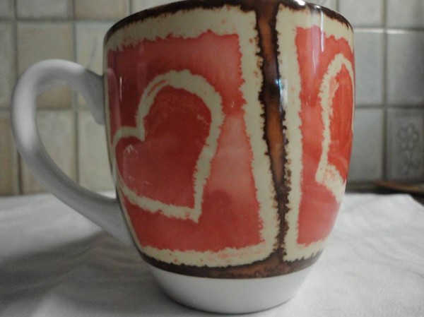  Porzellantasse, Herztasse, Frühstückstasse, Müeslitasse