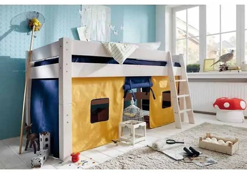 Tobykids Halbhochbett 90 x 200 cm Kiefer weiss lackiert