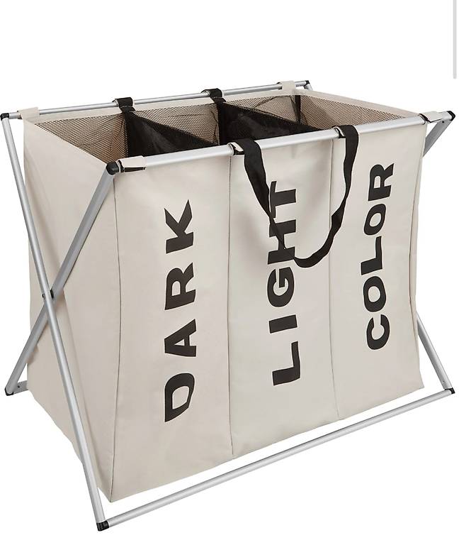 Wäschesortierer beige mit Aluminiumgestell