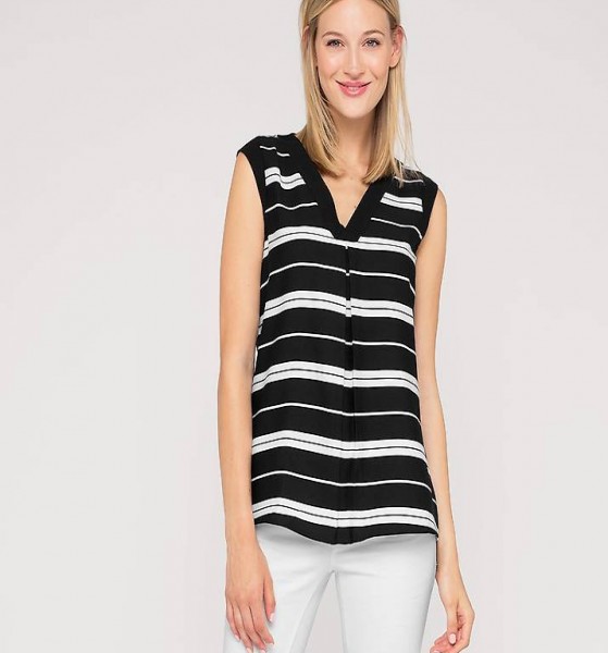 Trendy Ärmellose Bluse schwarz weiss Gr. 36 S NEU