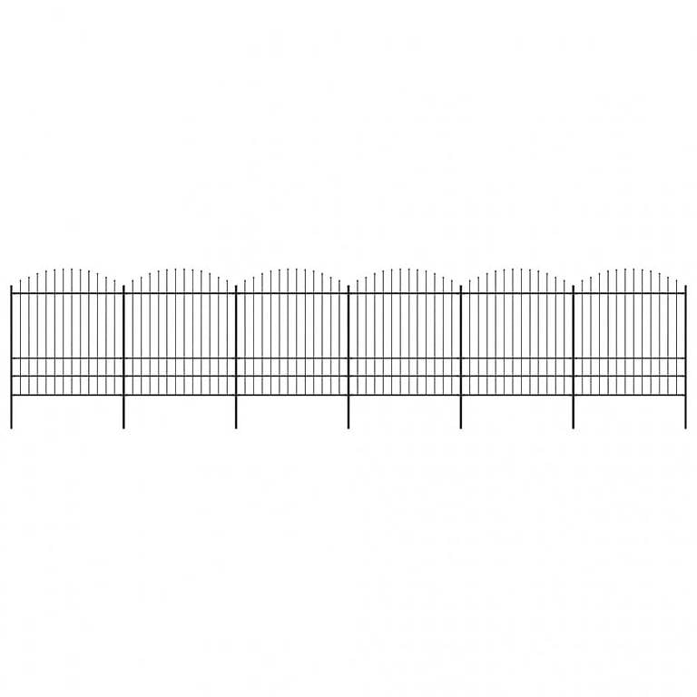 Gartenzaun mit Speerspitzen Stahl (1,75 - 2) x 10,2 m Schwar