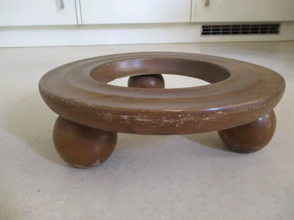 Vintage Pflanzen-Untersetzer Holz Pflanzen-Ständer 50er 60er