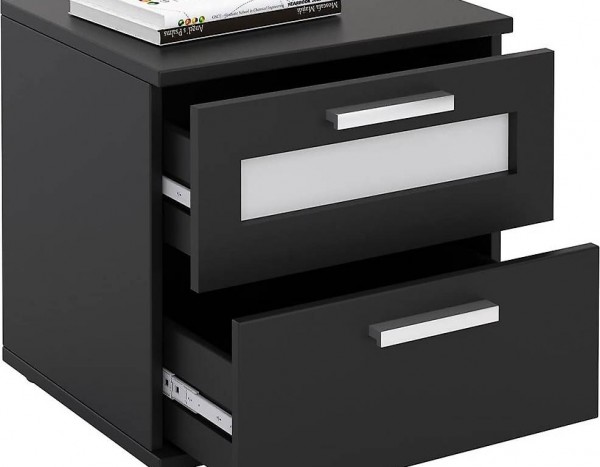  Nachttisch Mary Nachtschrank Nachtkommode schwarz