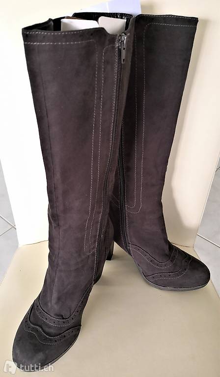 Graceland Stiefel in Velourleder-Optik braun-grau Grösse 40