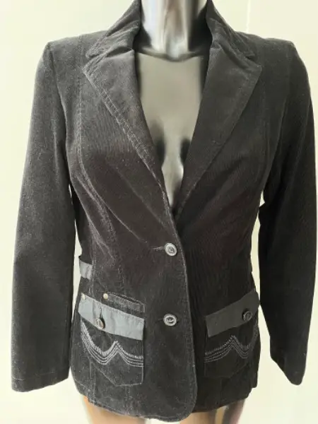 Blazer Jacke Cord Manchester Blackout schwarz Gr. S/M