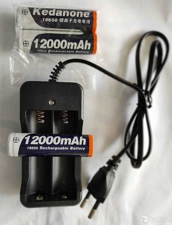 Ladegerät für18650 Akku.+ 2, 3.7V/10A/12000mAh Li-Ion Akkus