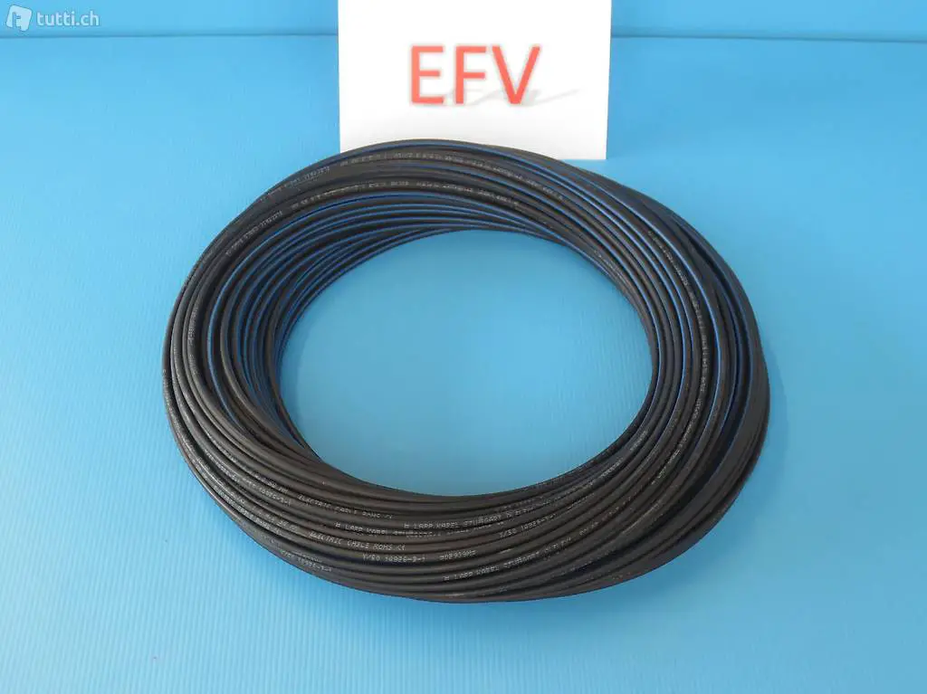  25m SOLAR Kabel 6mm2 Leiter schwarz mit blauem Streifen