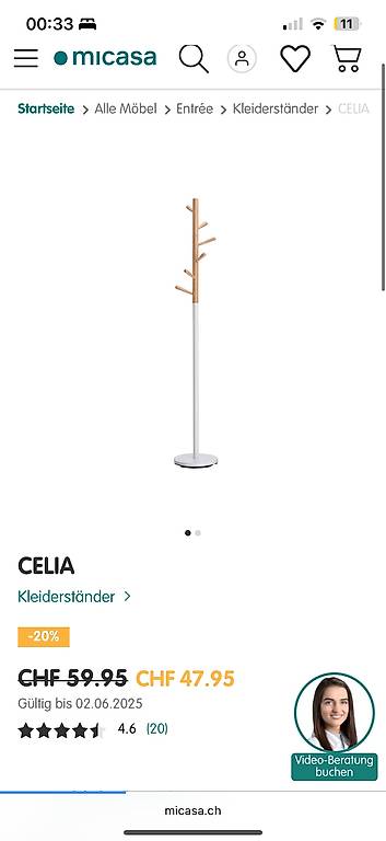 Kleiderständer weiss holz, Celia, Micasa