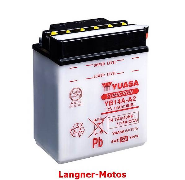 YUASA Motorrad Batterie 12V 14AH YB14A-A2 + SP Kawasaki Mule
