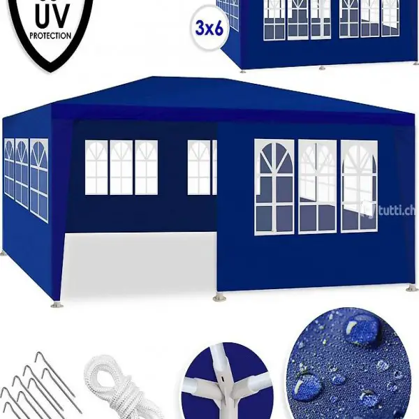  Festzelt 3x6m | Pavillon | mit 6 aufrollbare Seitenwände