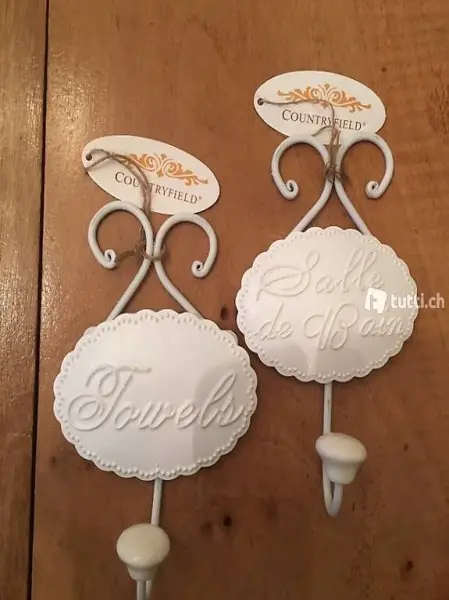  2 Haken Shaby Chic Towels u. Salle de Bain