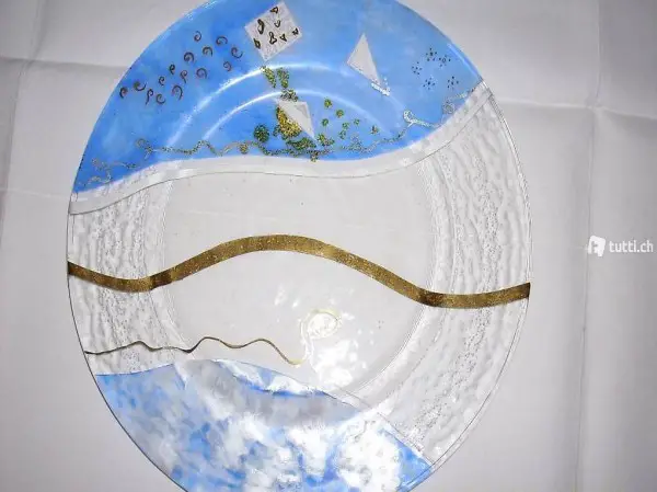 3 Glasteller mit Echtgold-Verzierung